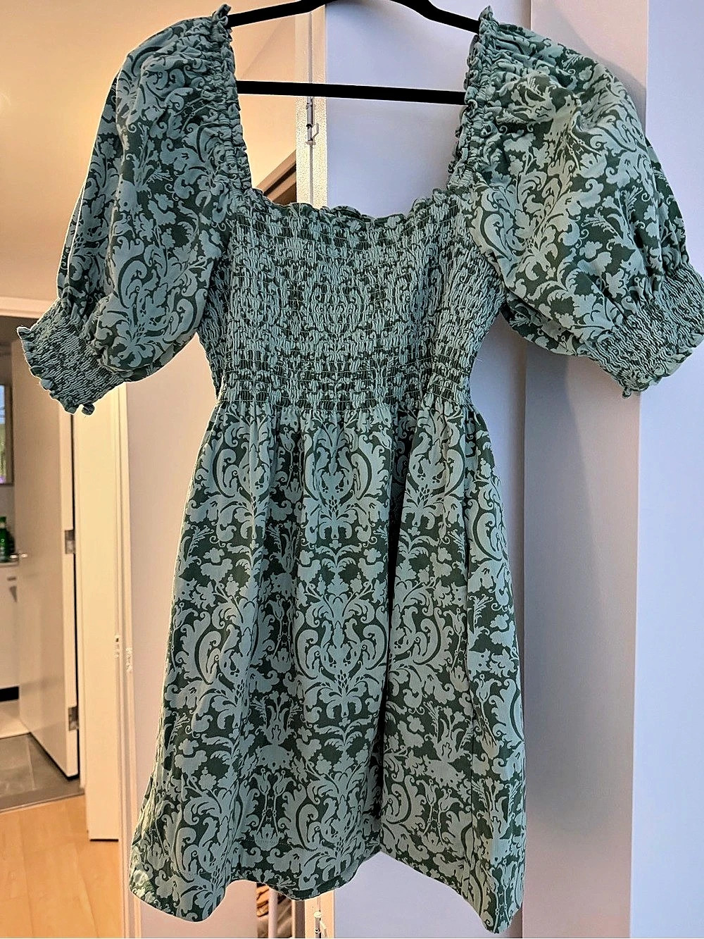 Hill House Home The Ellie Nap Dress Green & White Midi Dress
